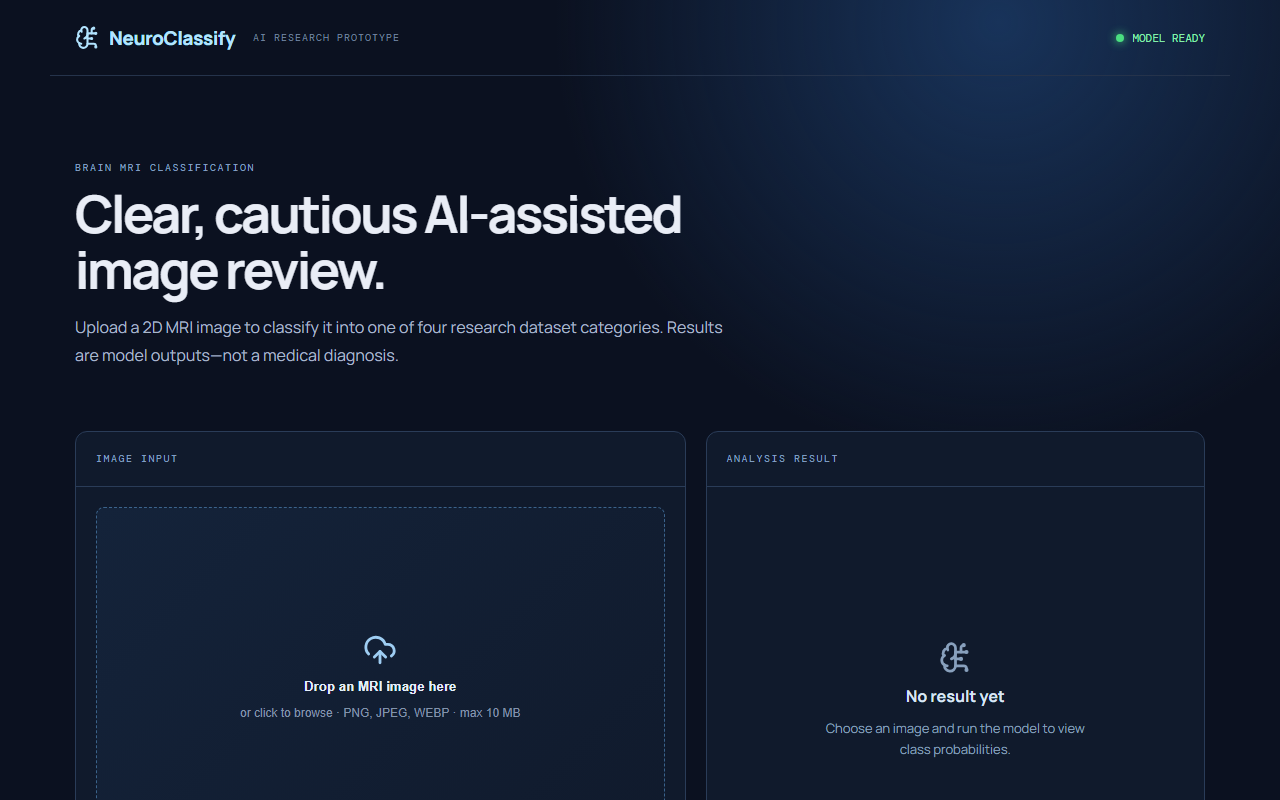 NeuroClassify AI screenshot